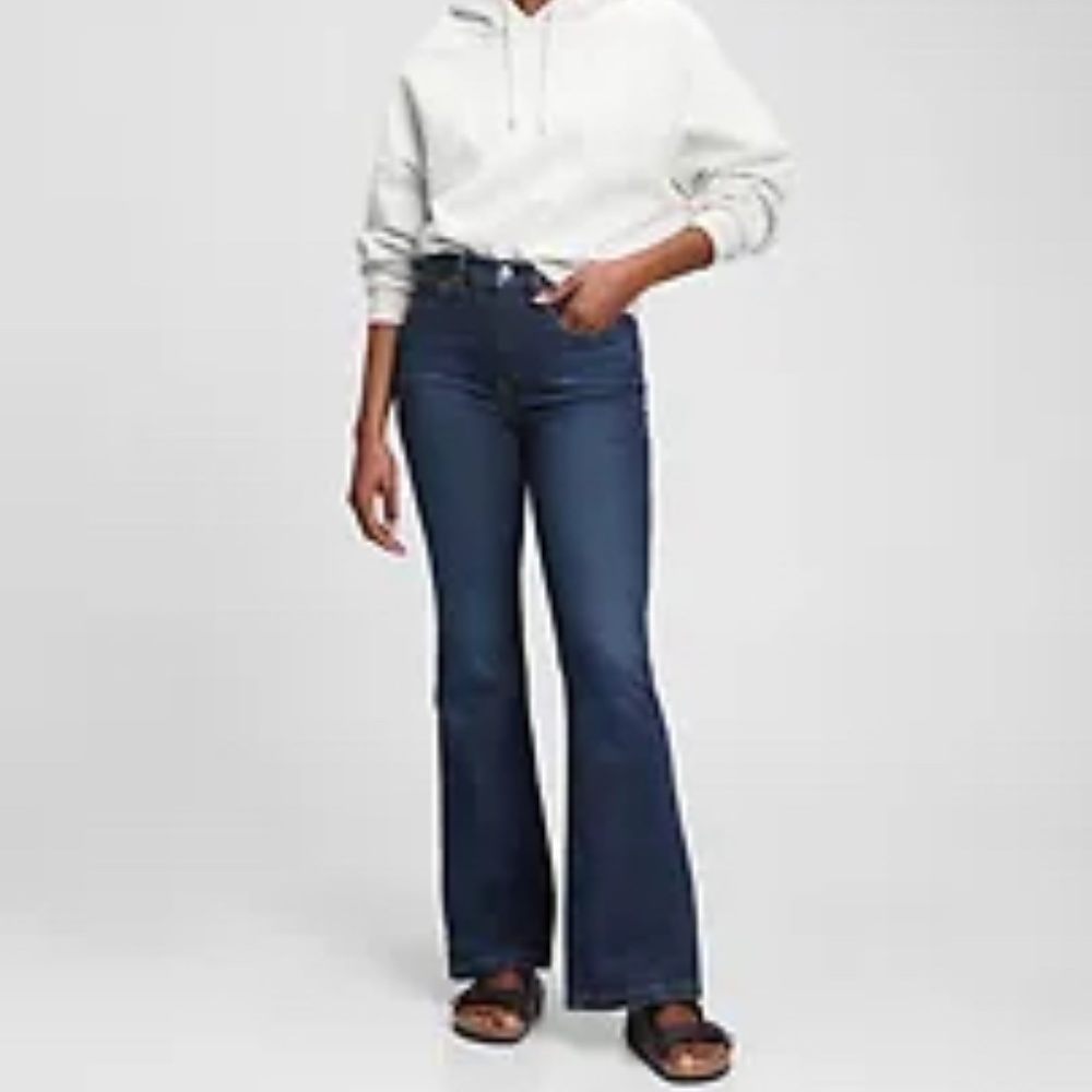 GAP High Rise Flare Jeans w/ Raw Hem